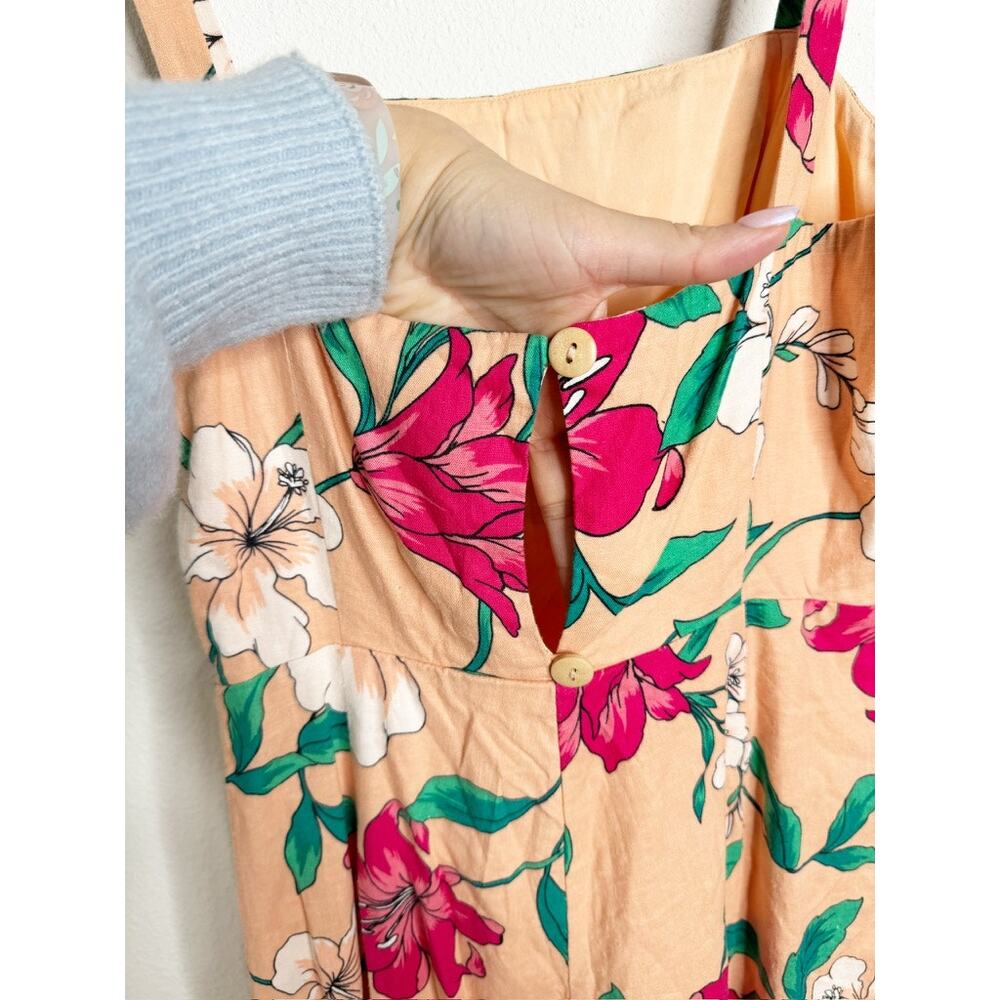 Privacy Please Hydrangea Linen Wide Leg Floral Pink Jumpsuit Small - Picture 7 of 10